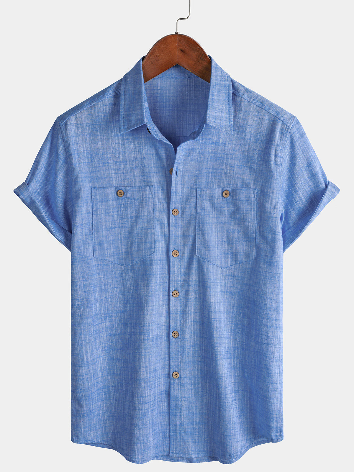 Chemise Homme Décontractée 100% Coton Double Poche
