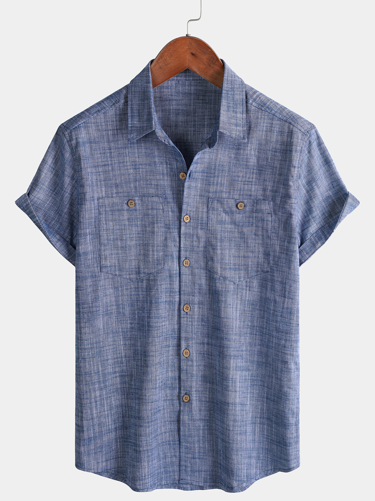 Chemise Homme Décontractée 100% Coton Double Poche