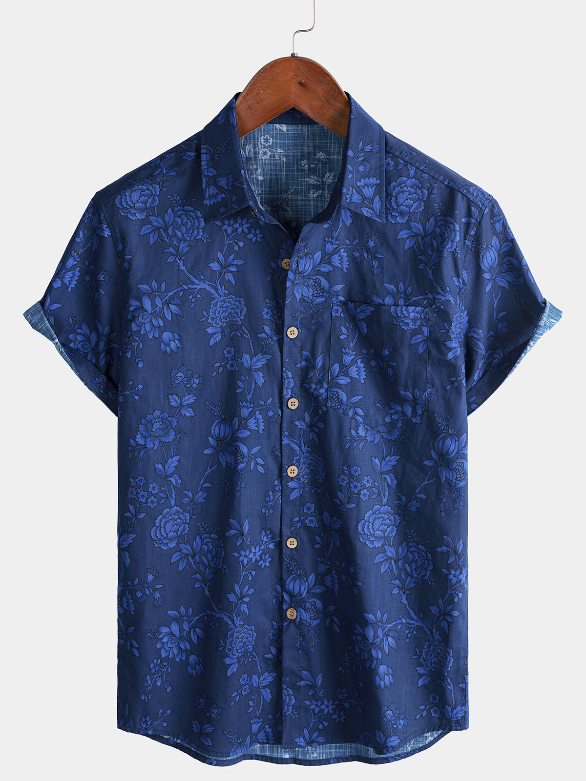Chemise Homme Botanique Bleue Vintage