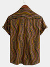 Chemise à manches courtes en coton imprimé léopard vintage pour homme