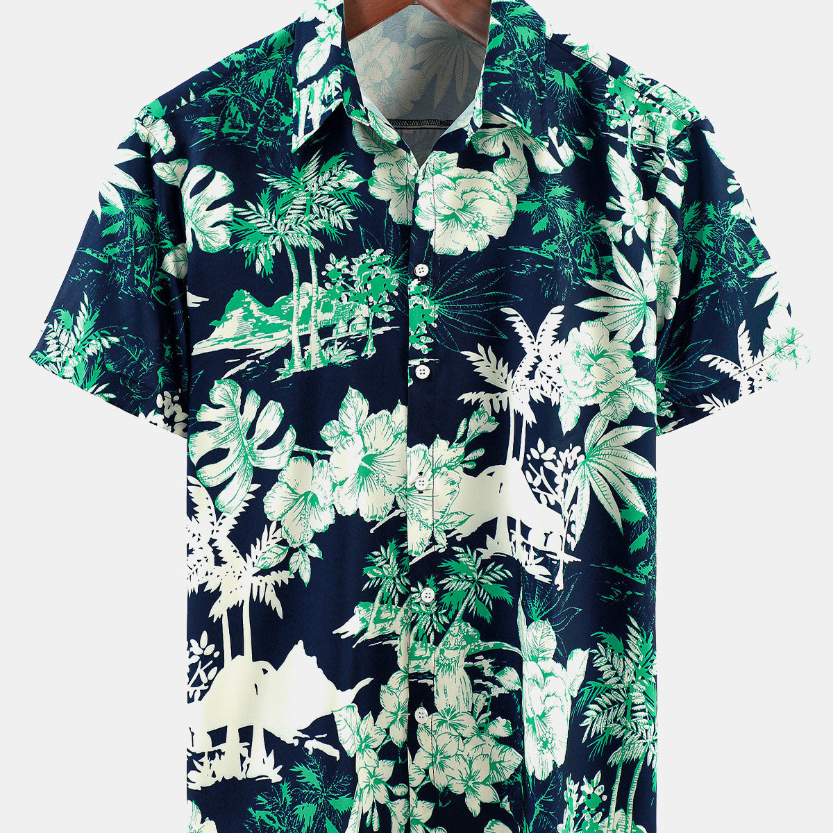 Chemise à manches courtes à imprimé tropical de plage hawaïenne pour hommes