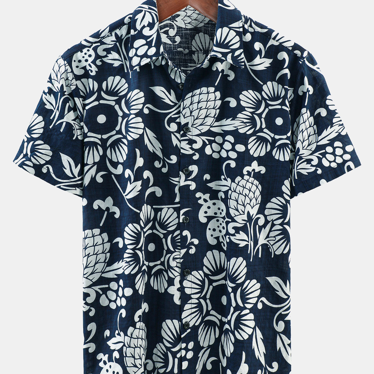 Chemise à manches courtes boutonnée en coton floral d'été hawaïen pour hommes