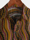 Chemise à manches courtes en coton imprimé léopard vintage pour homme