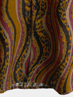 Chemise à manches courtes en coton imprimé léopard vintage pour homme
