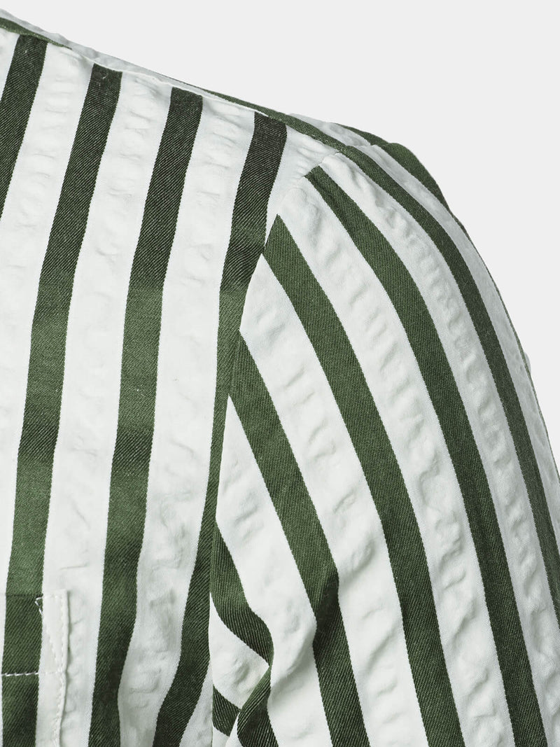 Chemise décontractée à manches longues et boutonnée à rayures pour hommes