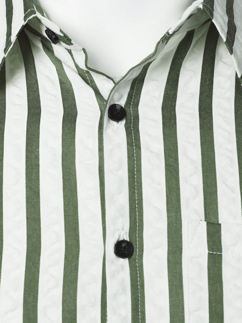 Chemise décontractée à manches longues et boutonnée à rayures pour hommes