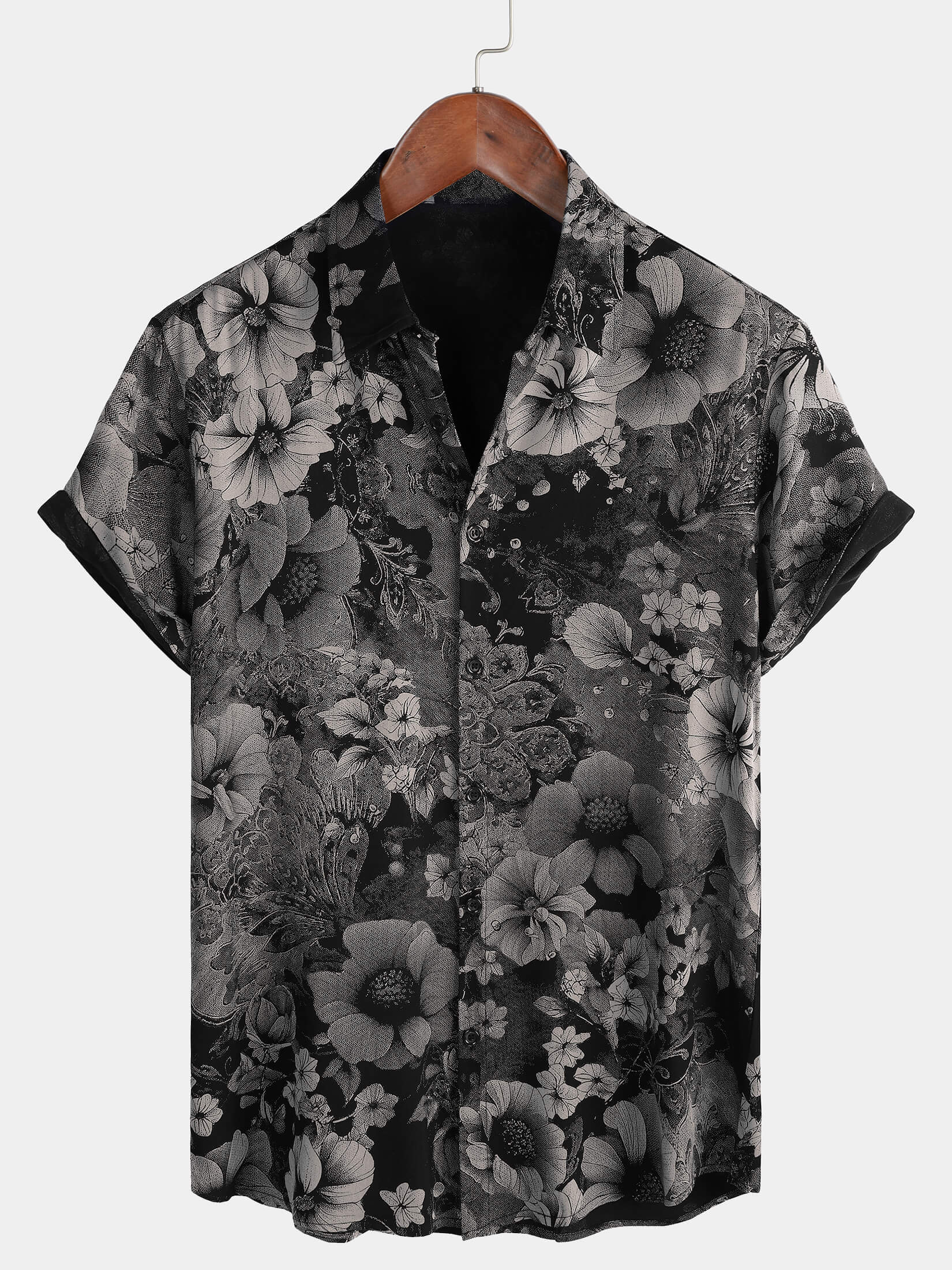 Chemise hawaïenne à manches courtes et boutons pour homme, style vintage, motif floral, pour les vacances d'été