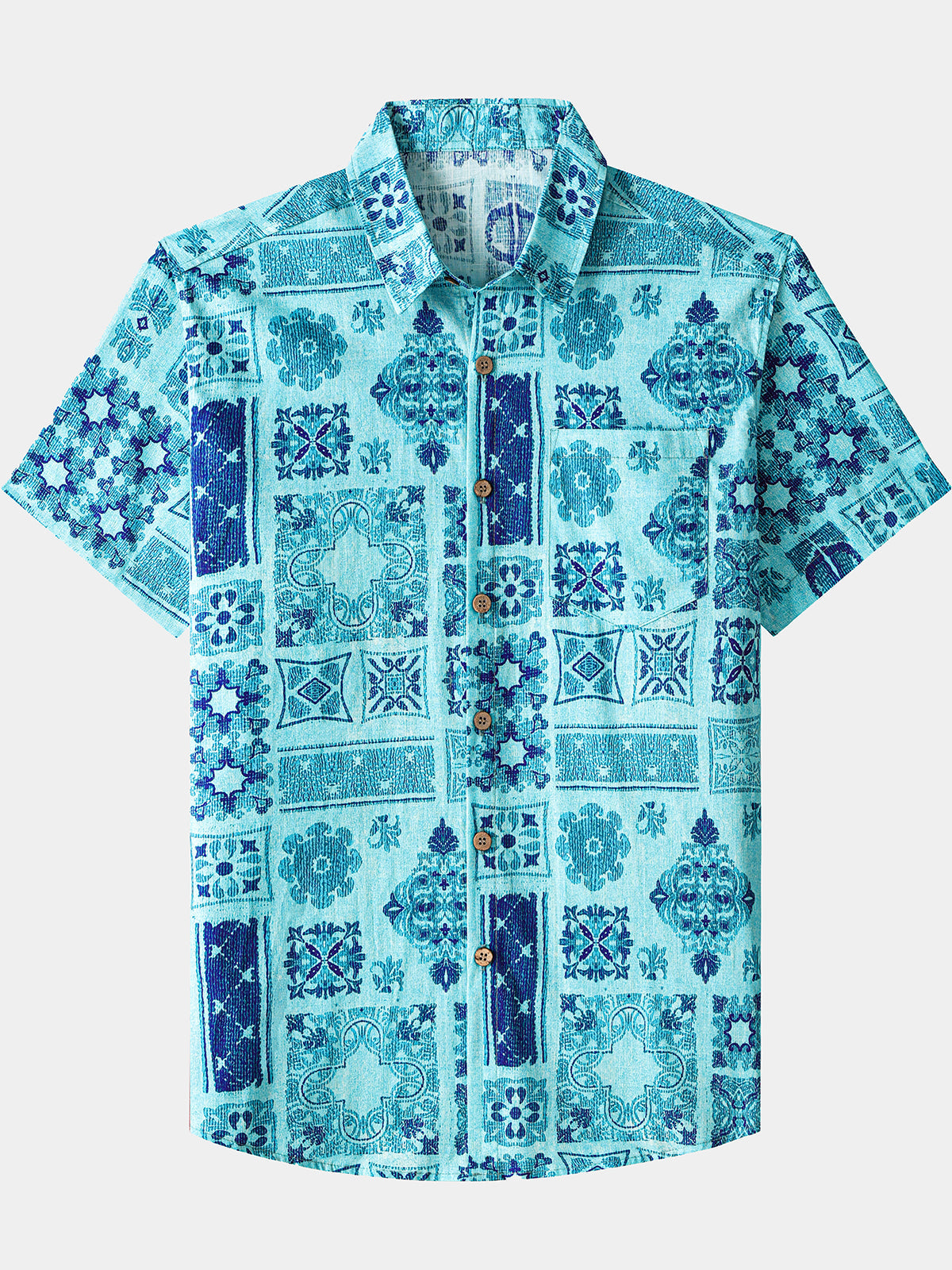 Chemise Homme Patchwork Géométrique Hawaïen