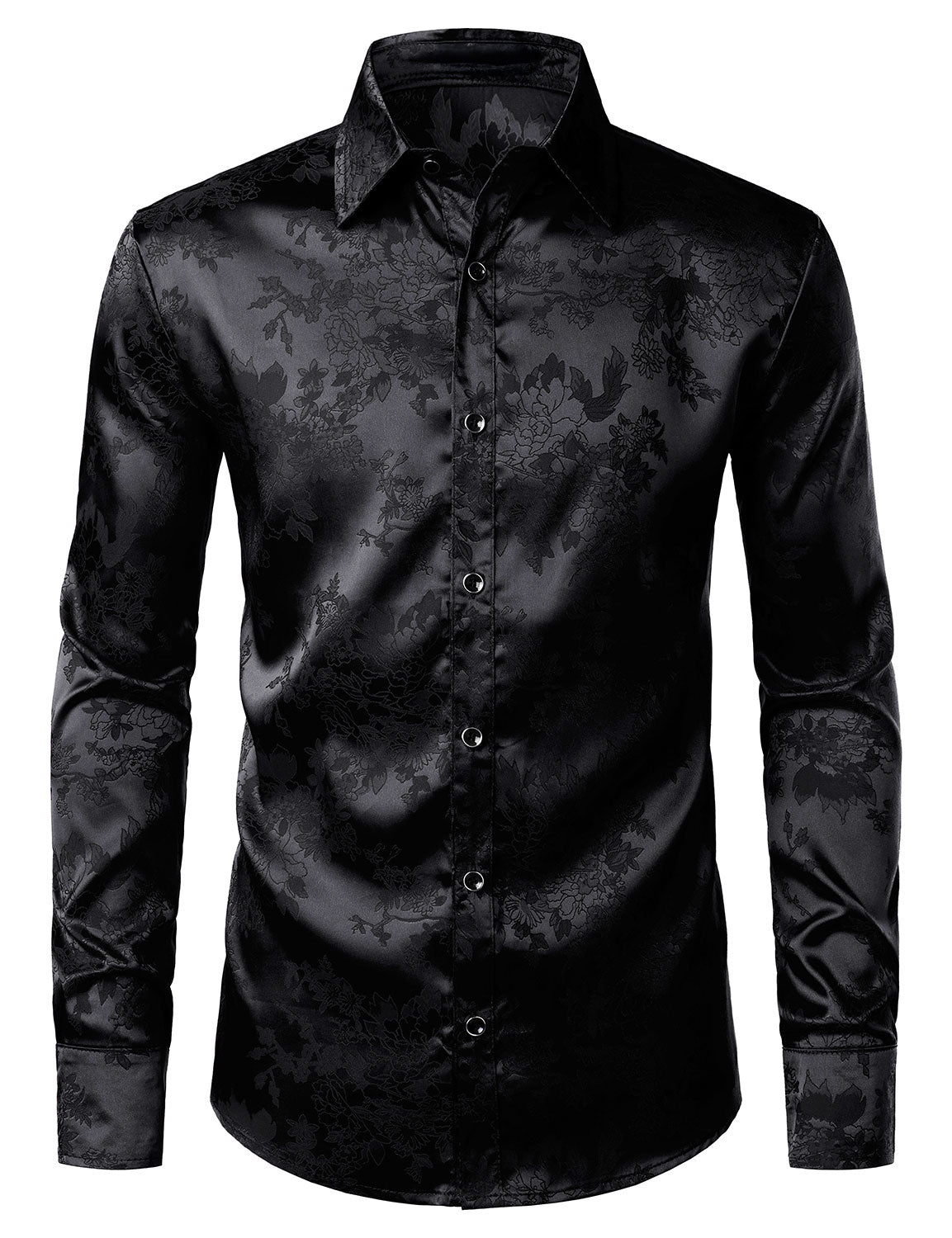 Chemise Homme En Satin Brillant - Manches Longues, Coupe Ajustée, Anti-rides - Parfaite Pour Soirée, Disco, événements