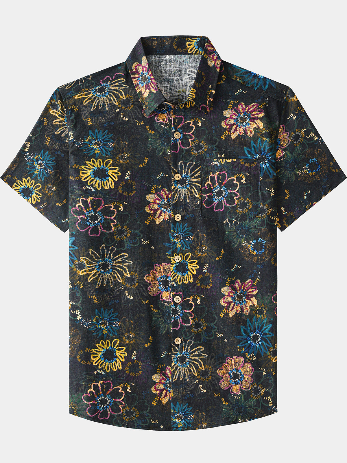 Chemise Homme Motif Floral Hawaien Resort Rétro