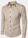 Chemise décontractée à manches longues et boutonnée à rayures pour hommes