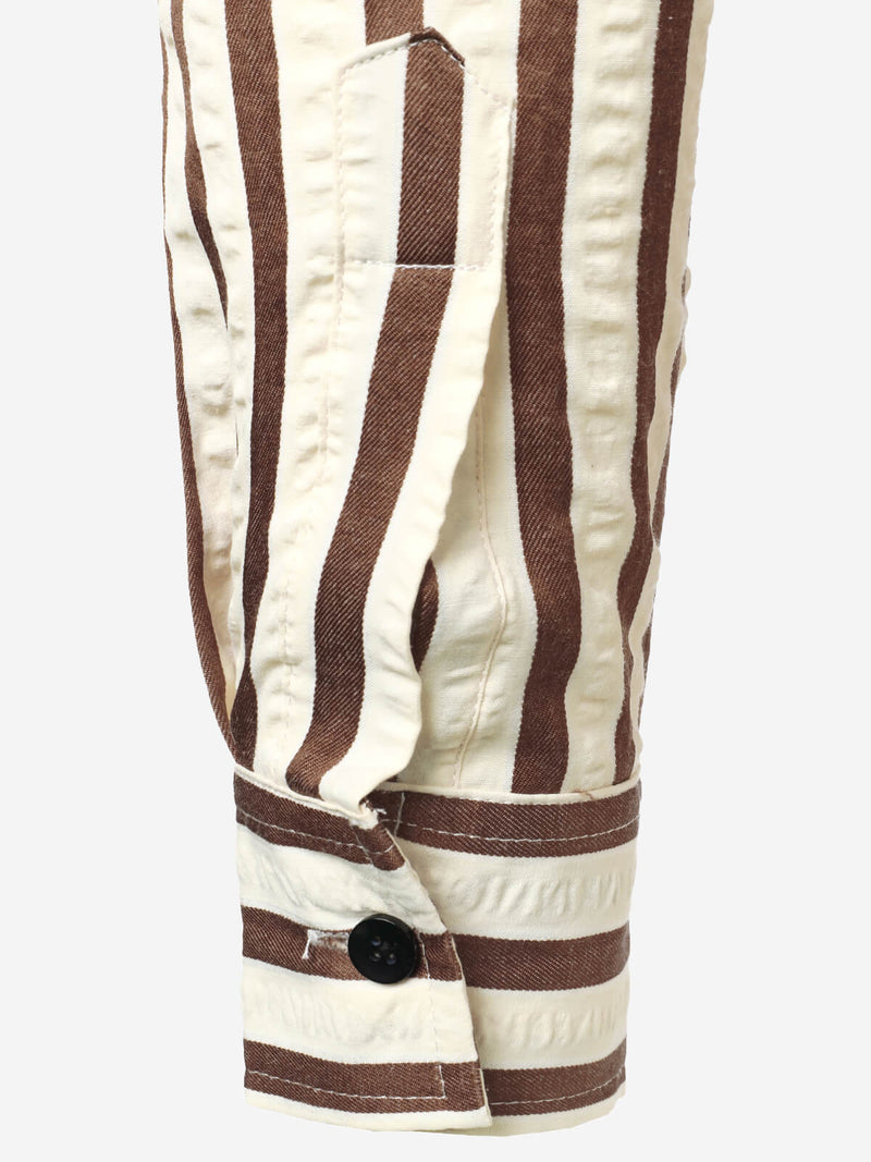 Chemise décontractée à manches longues et boutonnée à rayures pour hommes
