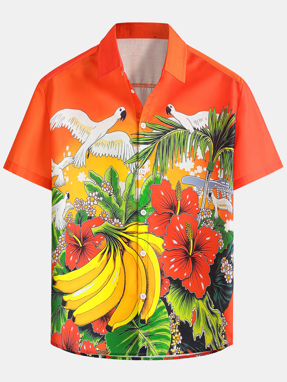 Chemise hawaïenne à manches courtes et imprimé floral tropical pour homme