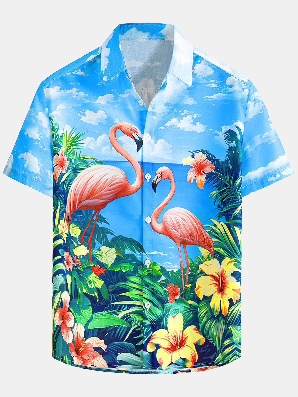 Chemise hawaïenne à manches courtes et imprimé floral tropical pour homme