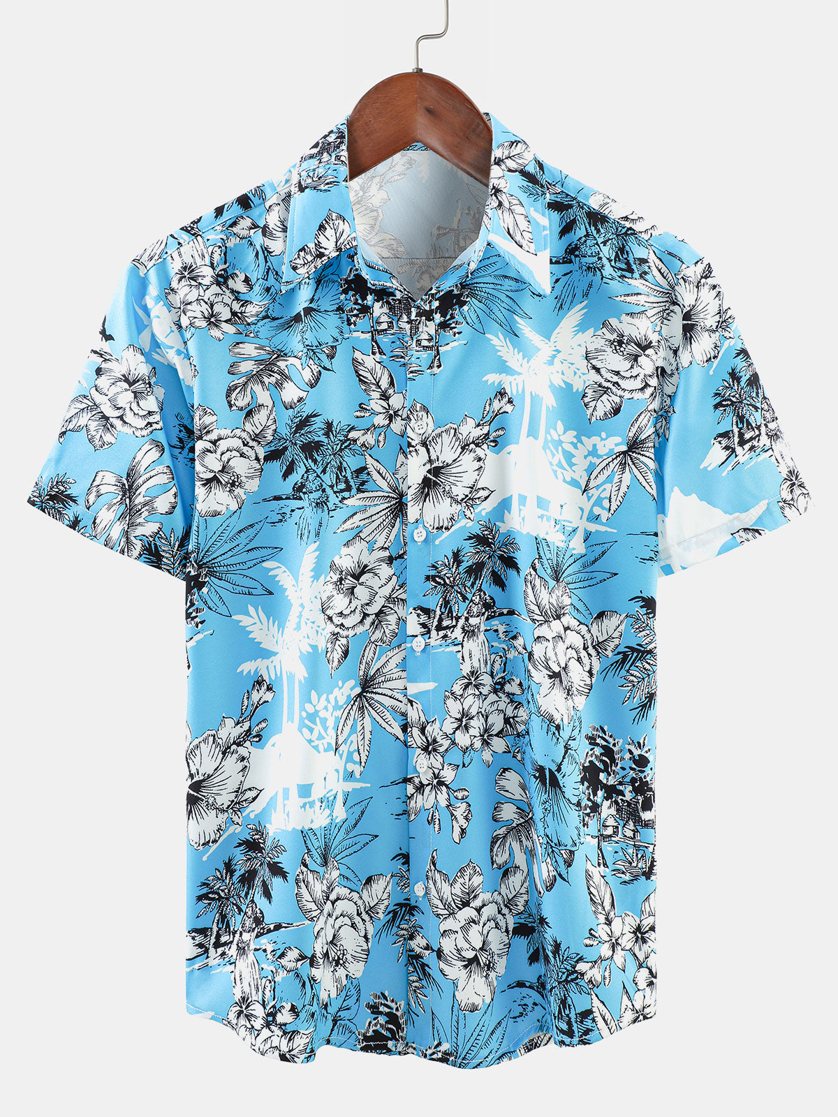 Chemise hawaïenne boutonnée à manches courtes pour hommes, vacances d'été, imprimé Tropical