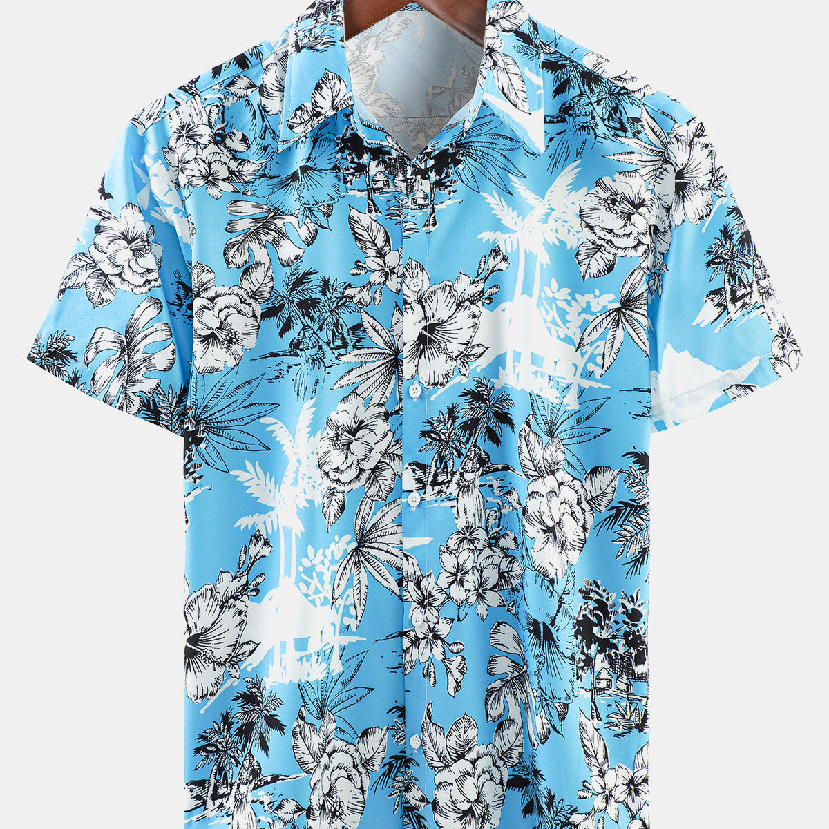 Chemise hawaïenne boutonnée à manches courtes pour hommes, vacances d'été, imprimé Tropical