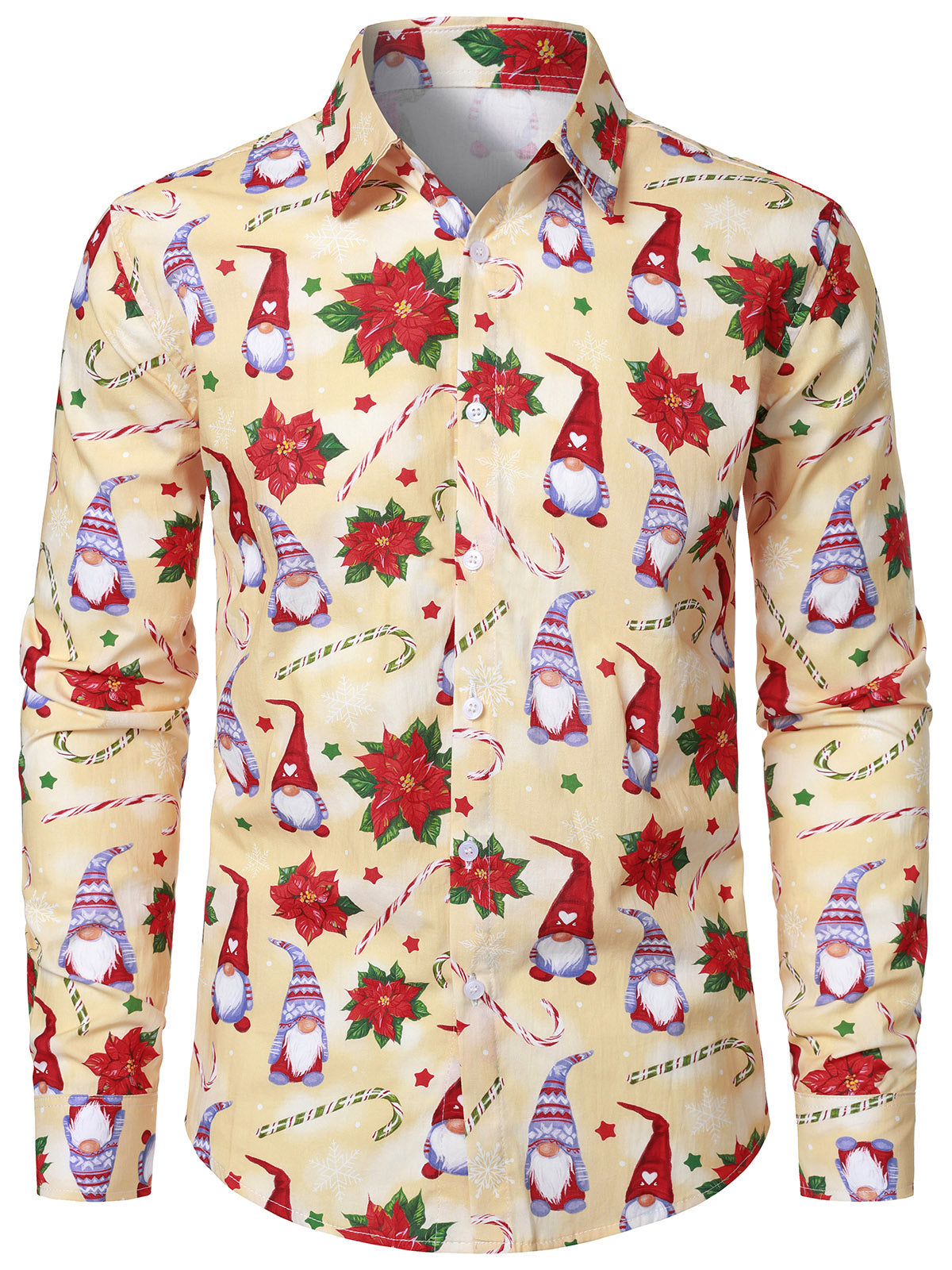 Chemise à manches longues en coton pour homme avec un adorable gnome de Noël