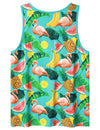 Chemise hawaïenne sans manches flamant rose et fruits pour hommes Débardeurs de vacances d'été