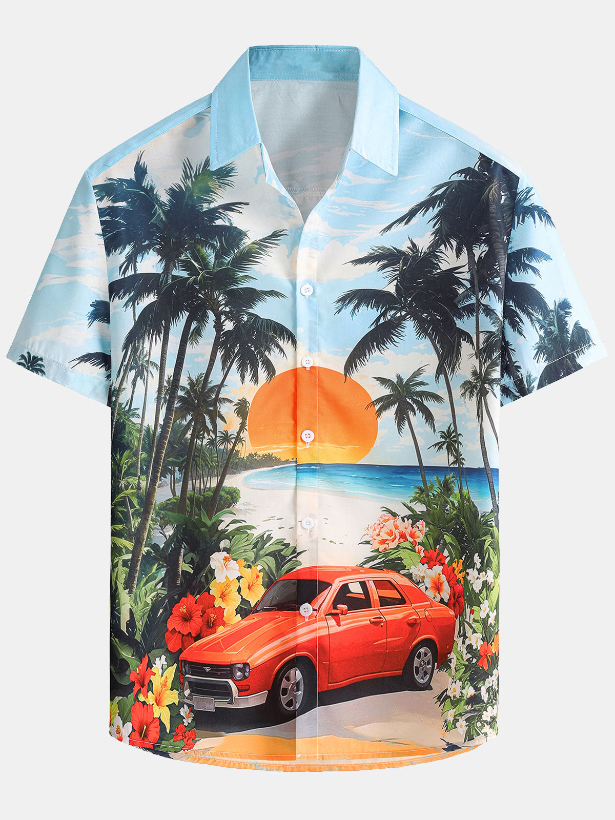 Chemise hawaïenne à manches courtes et imprimé floral tropical pour homme