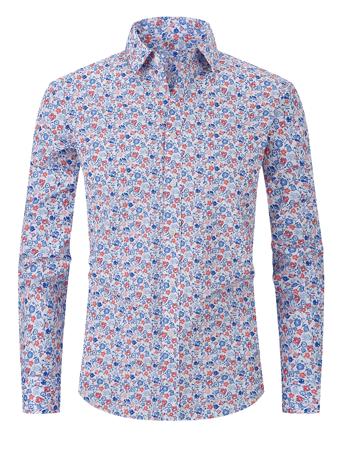 Chemise décontractée à manches longues à imprimé floral pour hommes