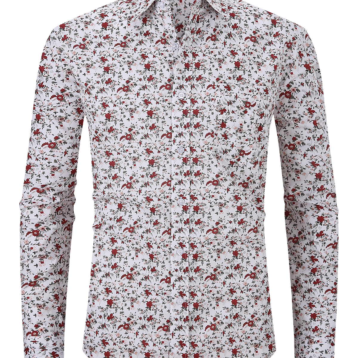 Chemise à manches longues boutonnée à imprimé floral pour hommes