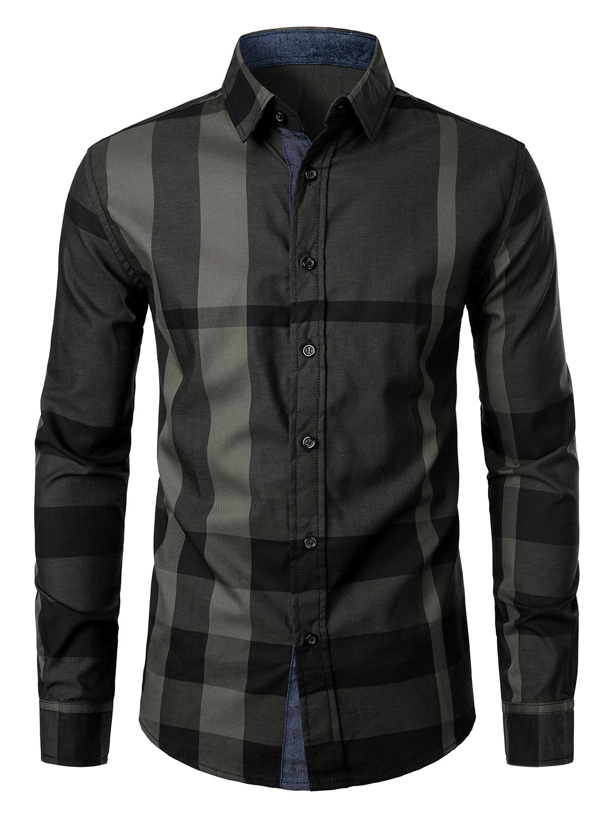 Chemise à manches longues coupe classique en carreaux pur coton