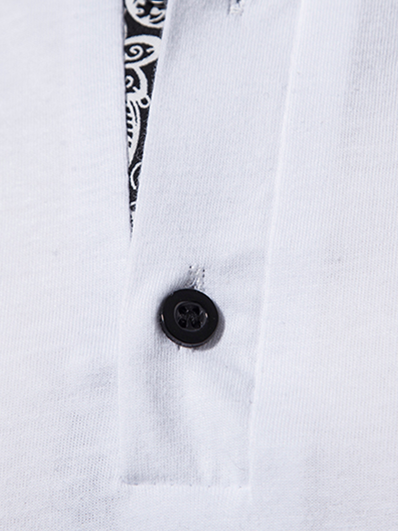 Polo à manches courtes en coton à imprimé cachemire pour hommes