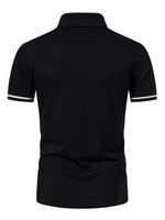 Polo de sport à manches courtes en coton à fermeture éclair pour hommes de couleur unie