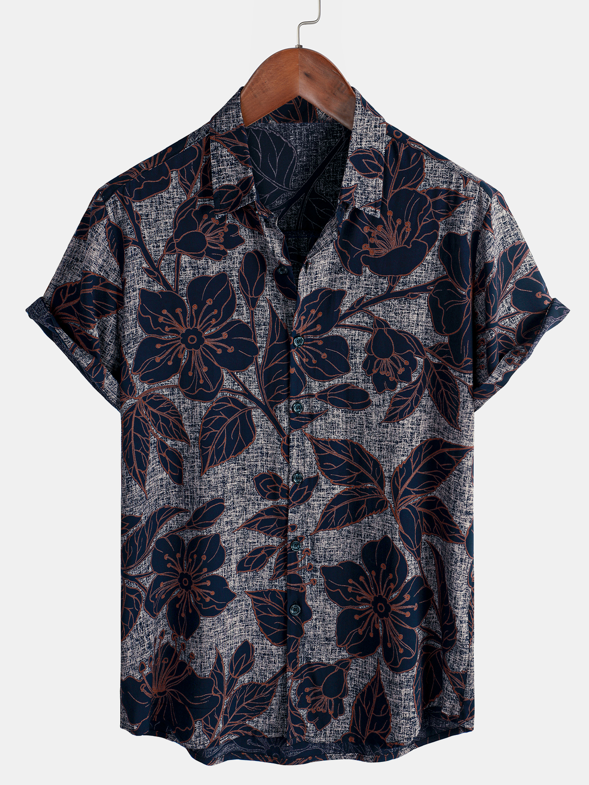 Chemise boutonnée vintage à manches courtes pour hommes, vacances florales, décontractée, été