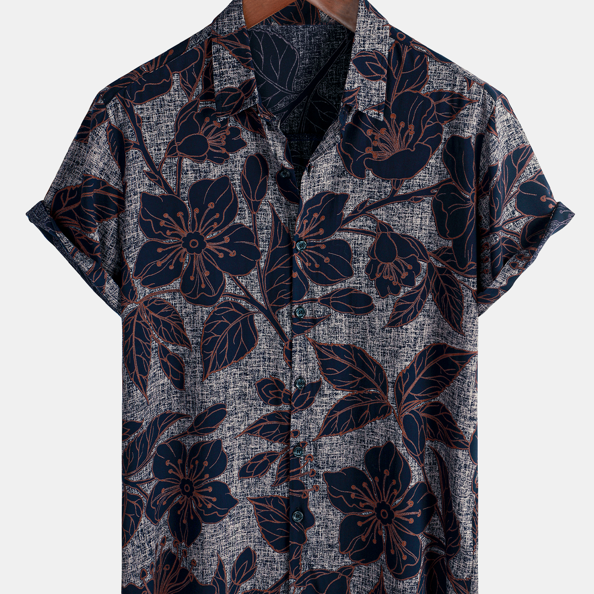 Chemise boutonnée vintage à manches courtes pour hommes, vacances florales, décontractée, été
