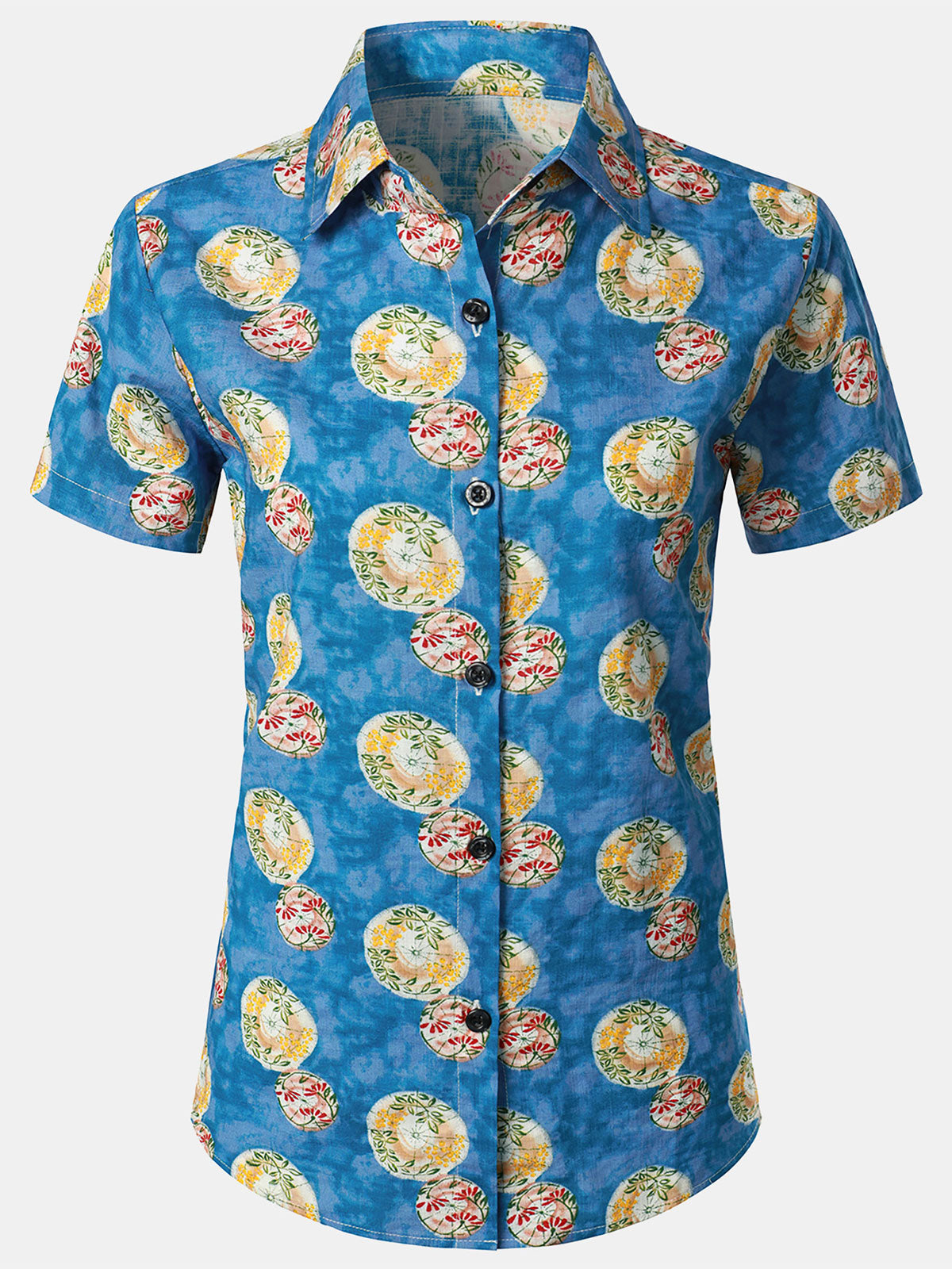 Chemisier à imprimé floral pour femme, chemise hawaïenne en coton à manches courtes pour la plage, l'été, Aloha