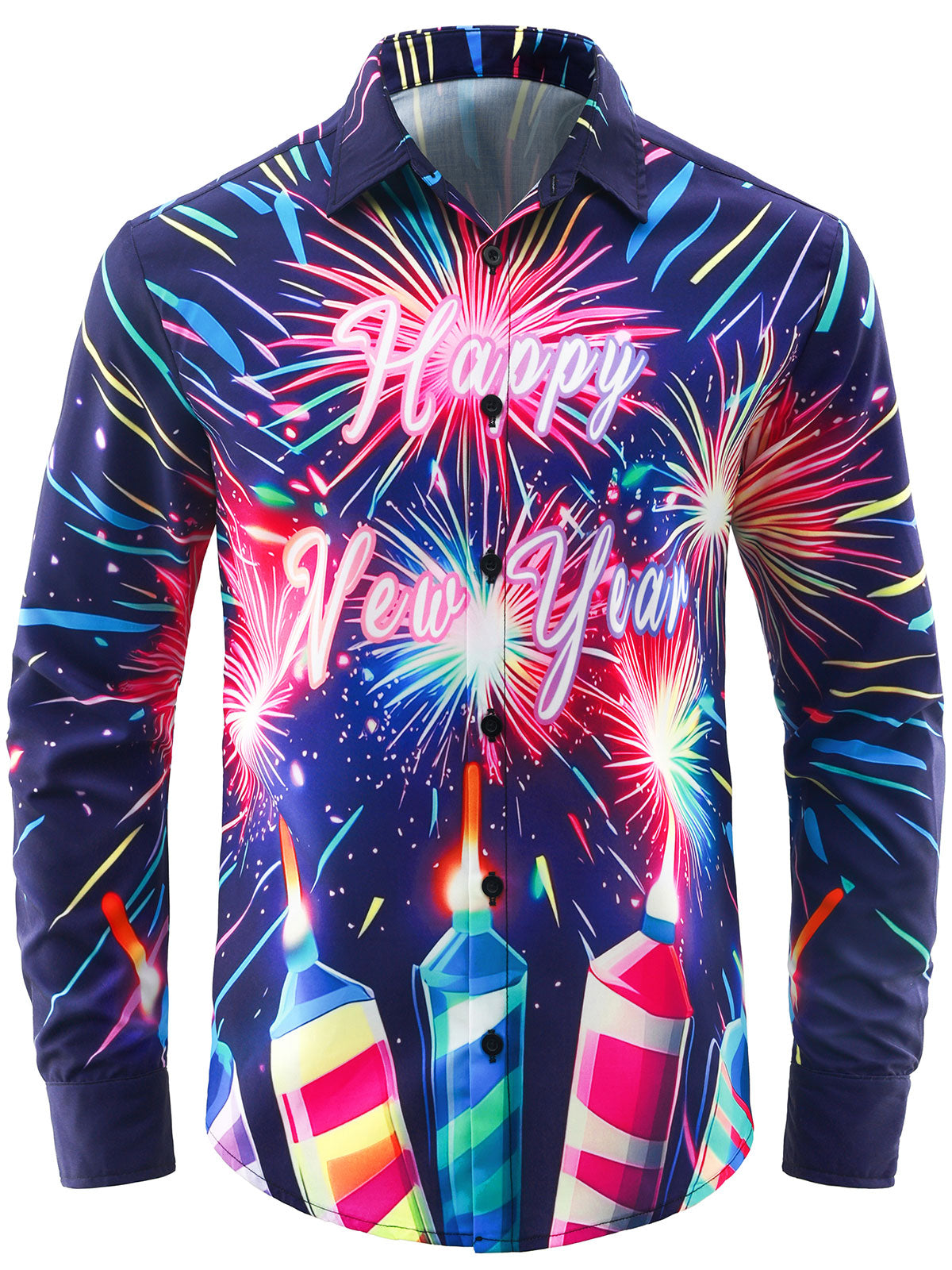 Chemise à manches longues à boutons pour hommes, drôle, Noël et joyeuse nouvelle année.