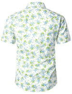 Chemise à manches courtes blanche à manches courtes en coton à imprimé floral pour hommes