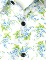 Chemise à manches courtes blanche à manches courtes en coton à imprimé floral pour hommes