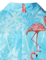 Chemise à manches courtes à manches courtes avec imprimé flamant rose et imprimé hawaïen bleu pour homme