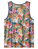 Chemise hawaïenne sans manches tigre et fleurie pour hommes Débardeurs de plage d'été