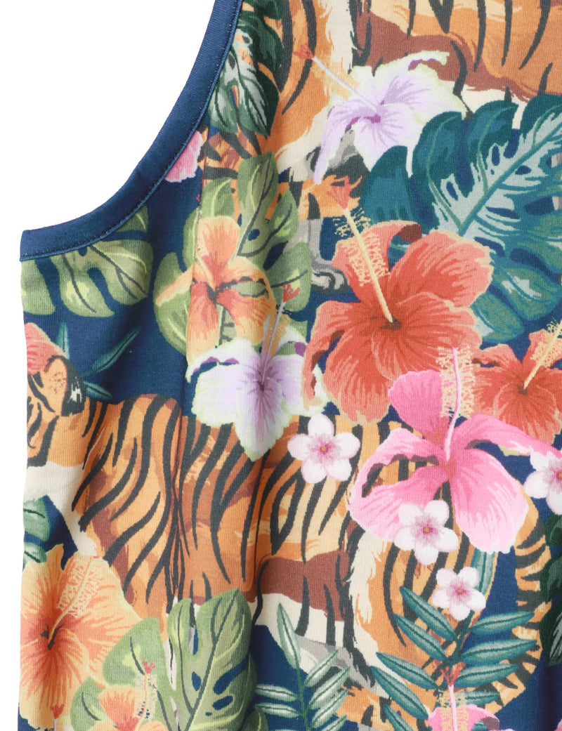 Chemise hawaïenne sans manches tigre et fleurie pour hommes Débardeurs de plage d'été
