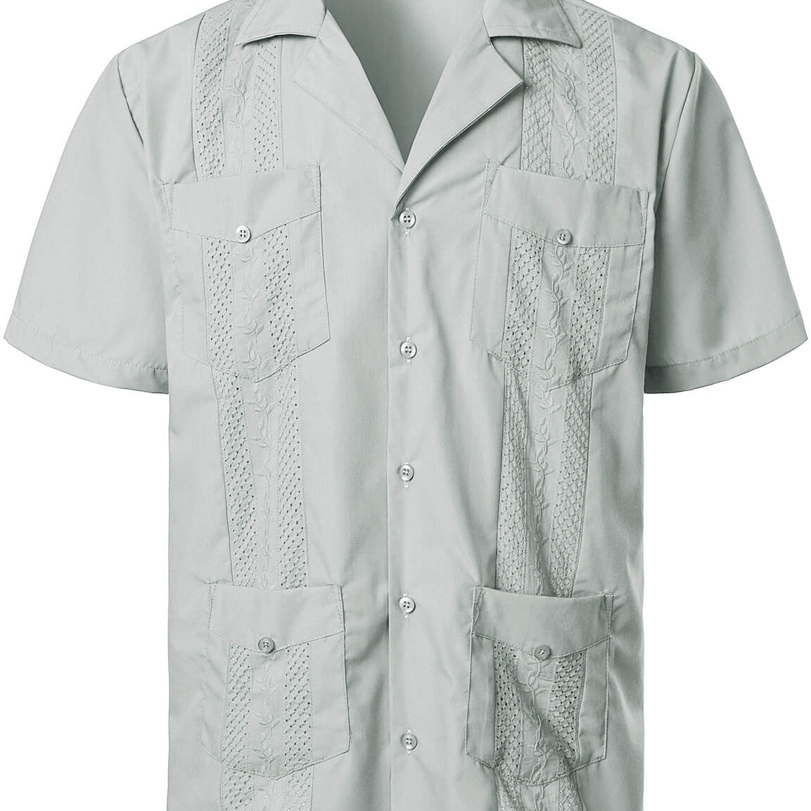Broderie pour hommes Cuban Guayabera Summer Cool Manches courtes Button Up Shirt