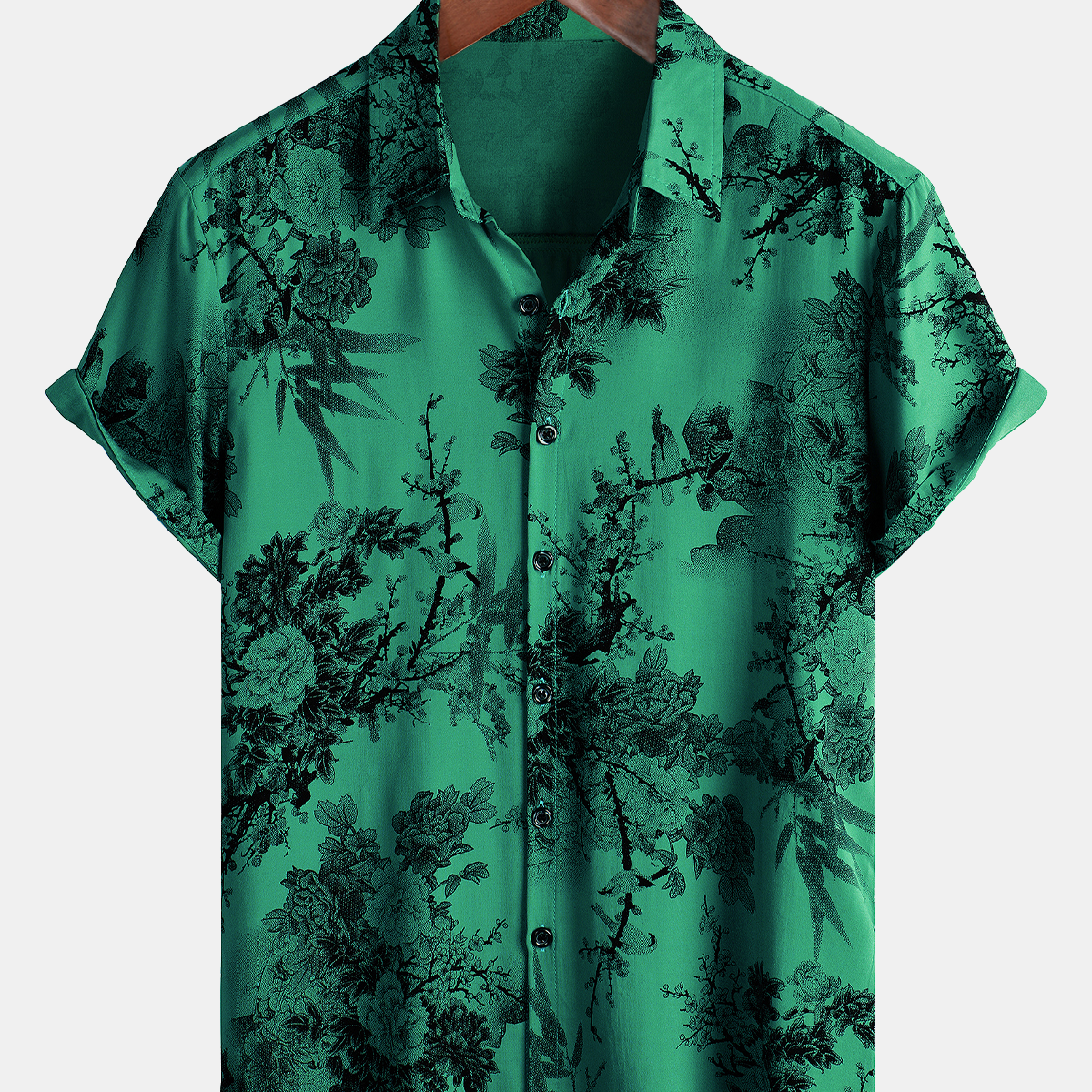 Chemise à manches courtes boutonnée pour hommes, motif floral, vintage, été, rayonne hawaïenne, vacances