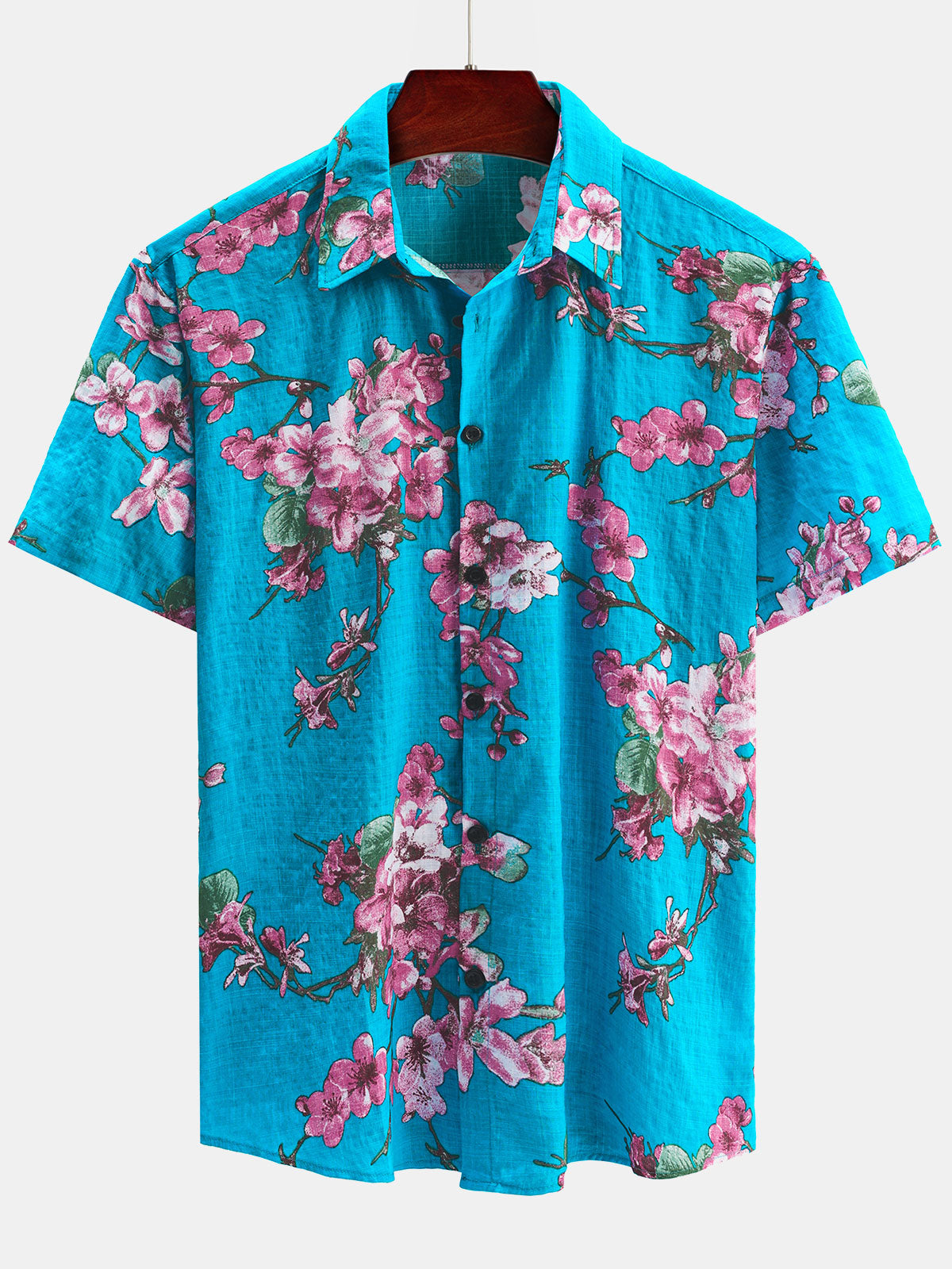 Chemise hawaïenne à manches courtes pour hommes, en coton respirant, à fleurs, pour les vacances, été
