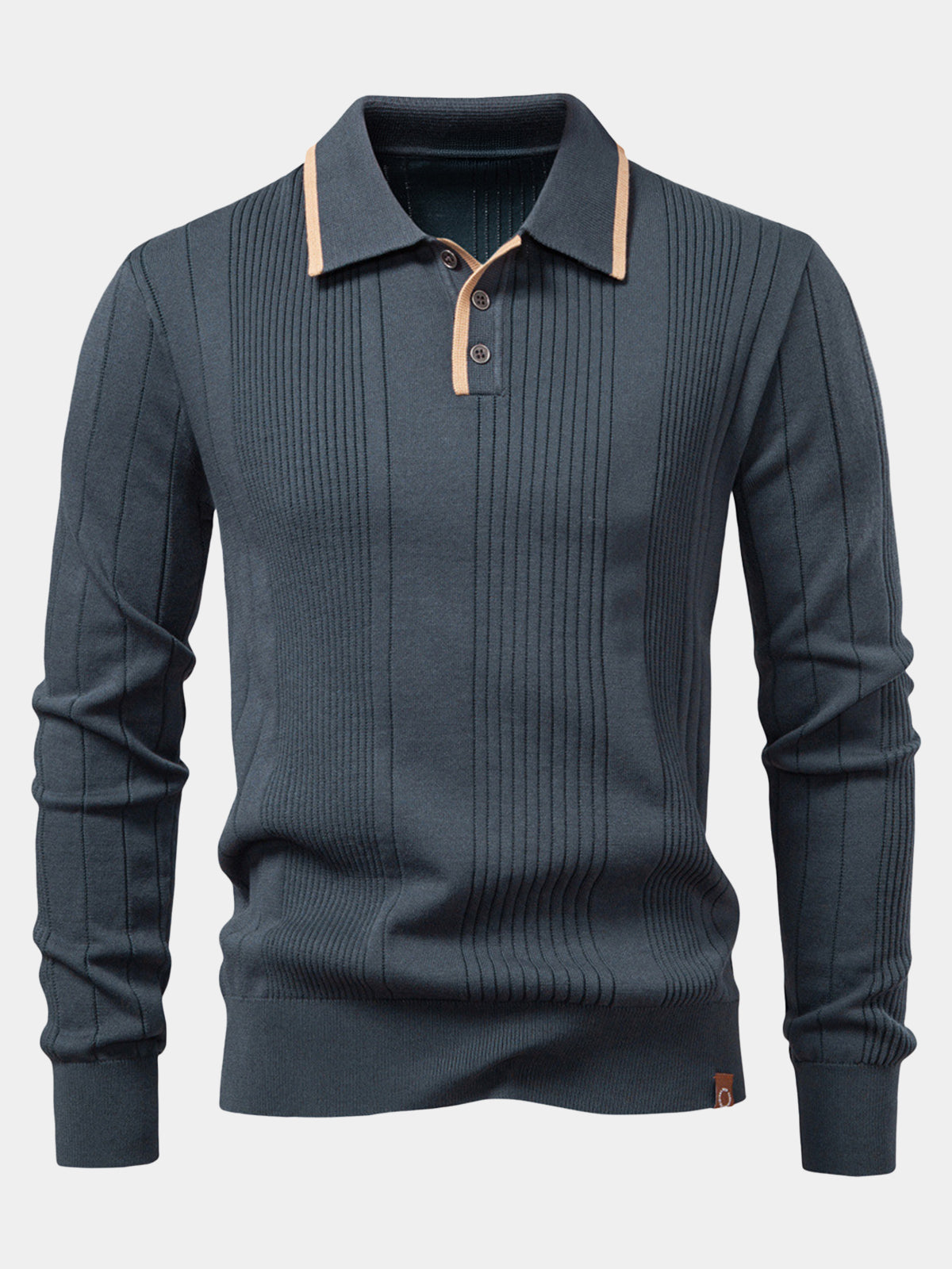 Polo Tricot Rayé Gris Homme