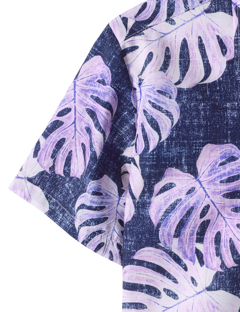 Chemise à manches courtes hawaïennes pour hommes avec poche décontractée et imprimé de plantes tropicales pour hommes