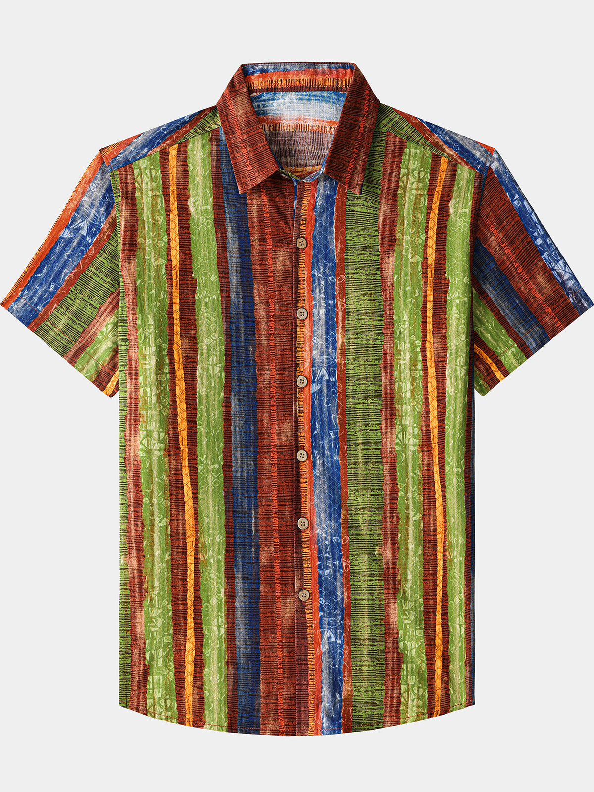 Chemise Vintage Homme Boho Rayé Coton Léger Vacances Été