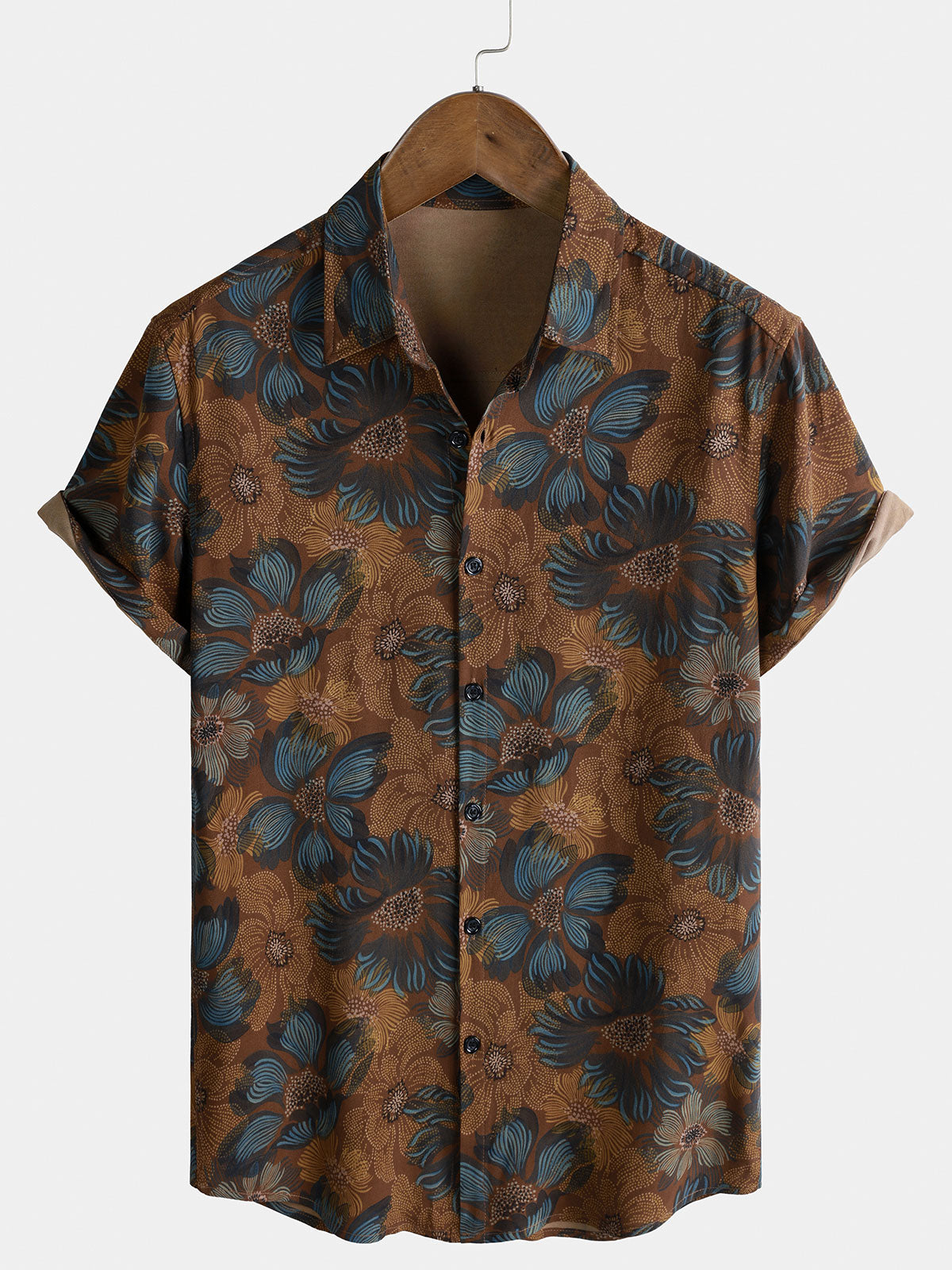 Chemise Homme Florale Vintage Marron
