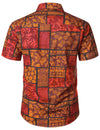 Chemise à manches courtes à boutons de plage à fleurs en coton rouge pour homme Tropical Vintage Hawaiiwan