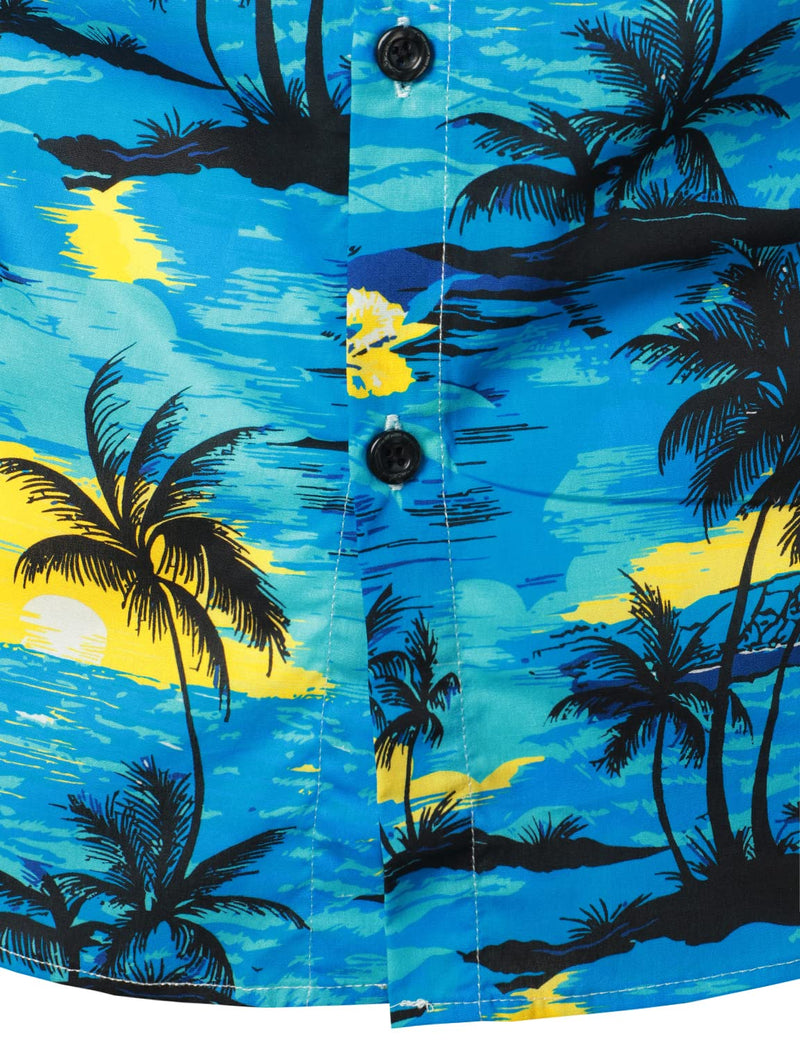 Chemise en coton à manches courtes pour homme Blue Hawaiian Cruise Tropical Island Vacation Summer