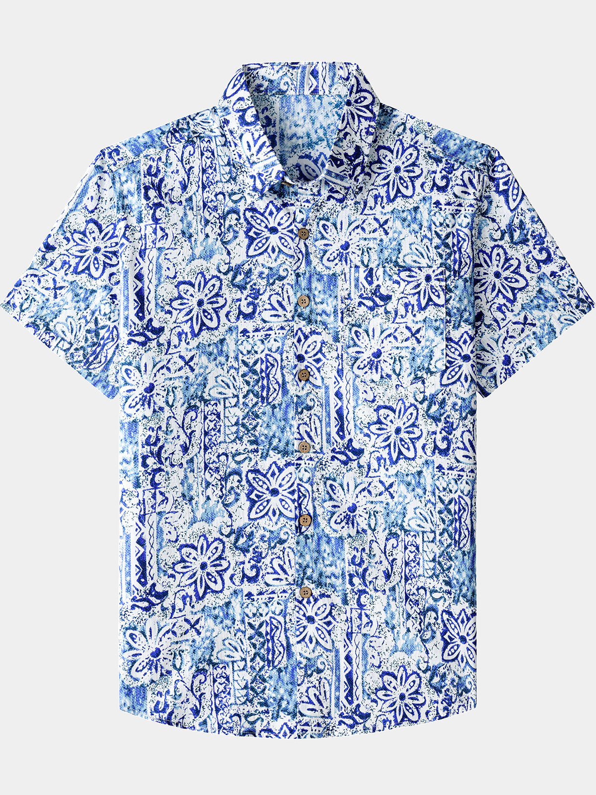 Chemise Hawaïenne Homme Imprimé Géométrique Fleuri Coton Été