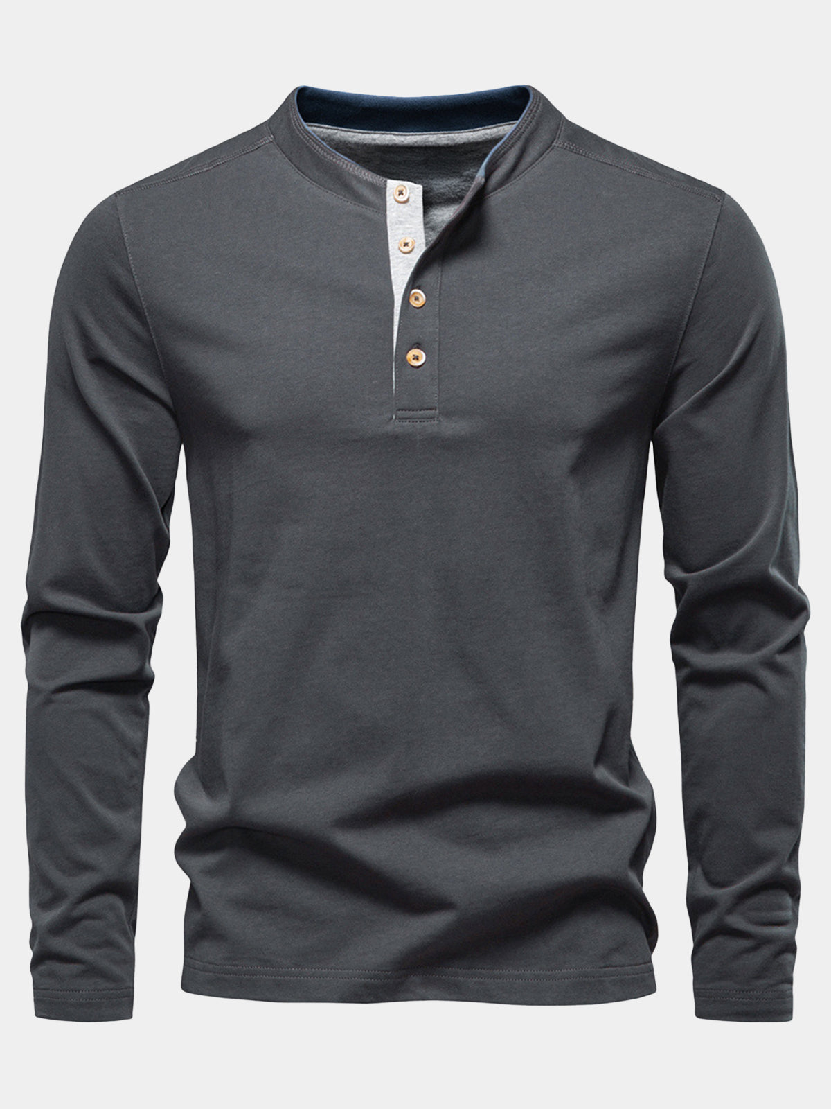 Henley Coton Gris Foncé Homme
