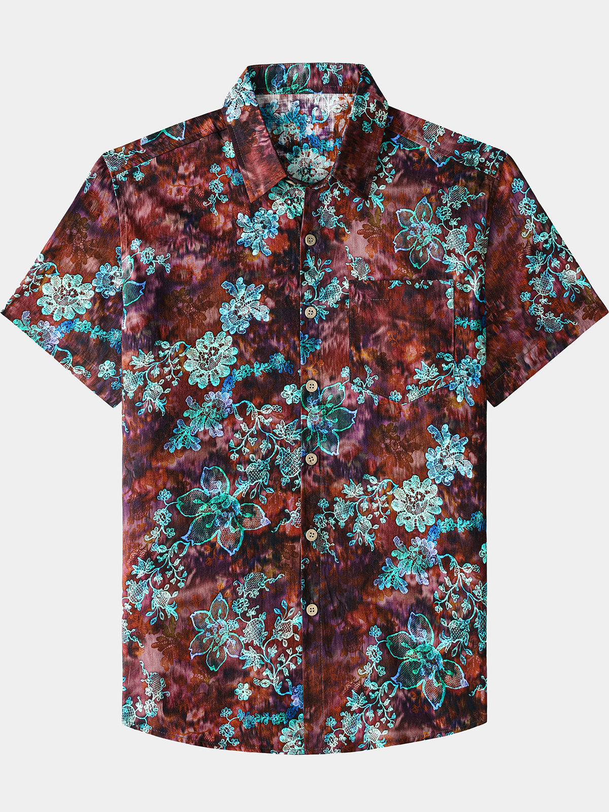 Chemise Vintage Homme Imprimé Tropical Coton Style Plage Vacances