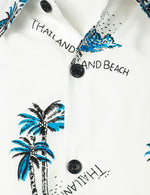 Chemise d'été décontractée à manches courtes pour homme blanche hawaïenne Palm Tree Island